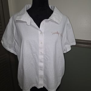 Lucky Brand White Shirt with Embroidered Detail